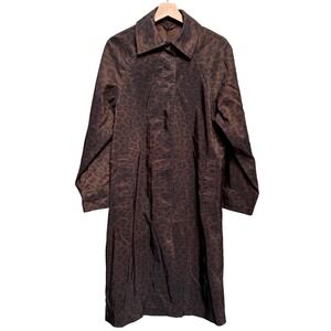 NWT Mycra Pac Tour Womens Leopard Print Bronze Rain Trench Coat Jacket Size M/L